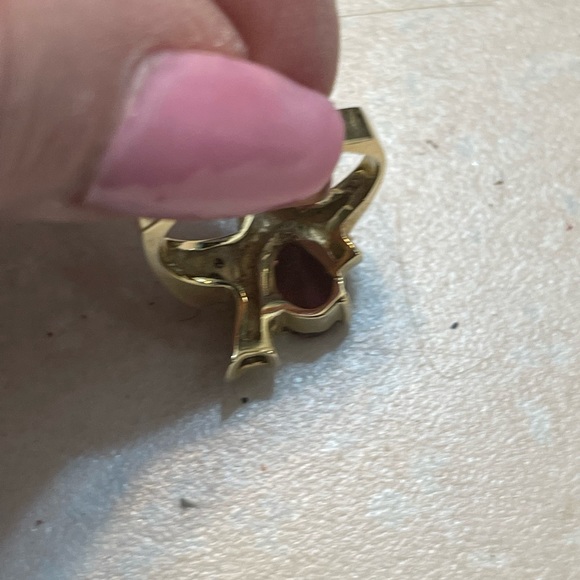 Genuine raspberry Rodalite Garnet 14 k gold band - Picture 8 of 9